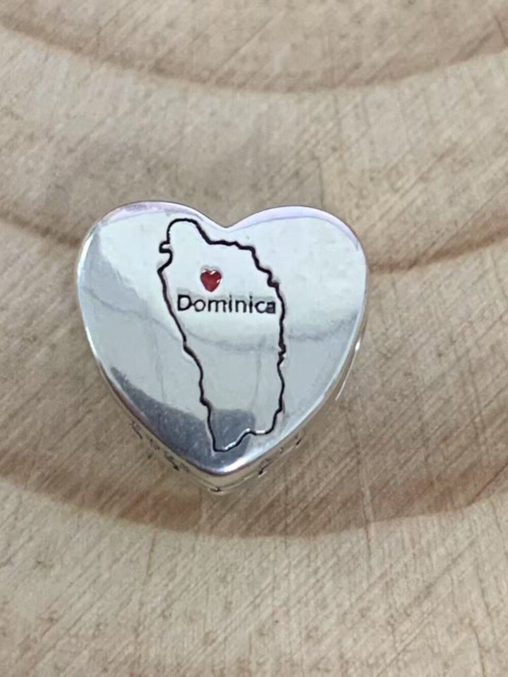 Pandora Dominican Republic heart Bead Charm Pendant, S925 Silver Jewelry